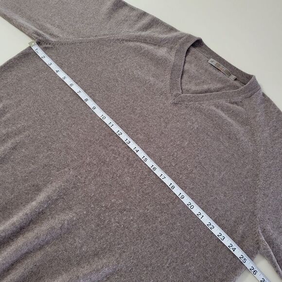 Raffi Men's Cashmere Taupe V-neck Long Sleeve Pullover Sweater - Picture 5 of 13